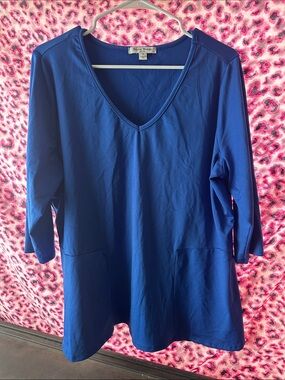 Studio Works Royal Blue V-Neck Tunic with Front Pockets